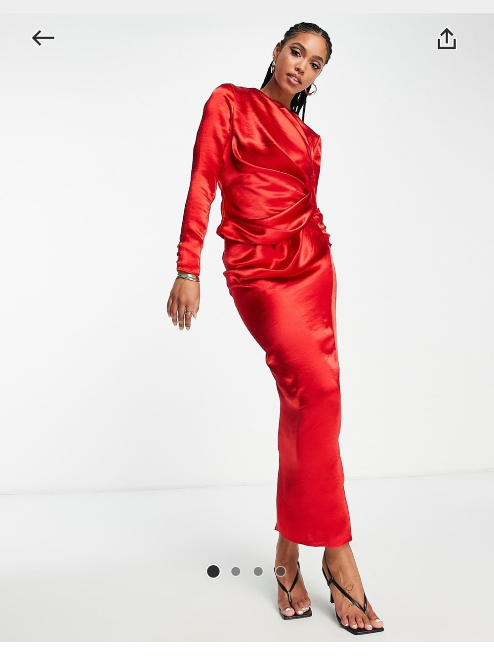 ASOS DESIGN satin high neck maxi dress Red Size 10